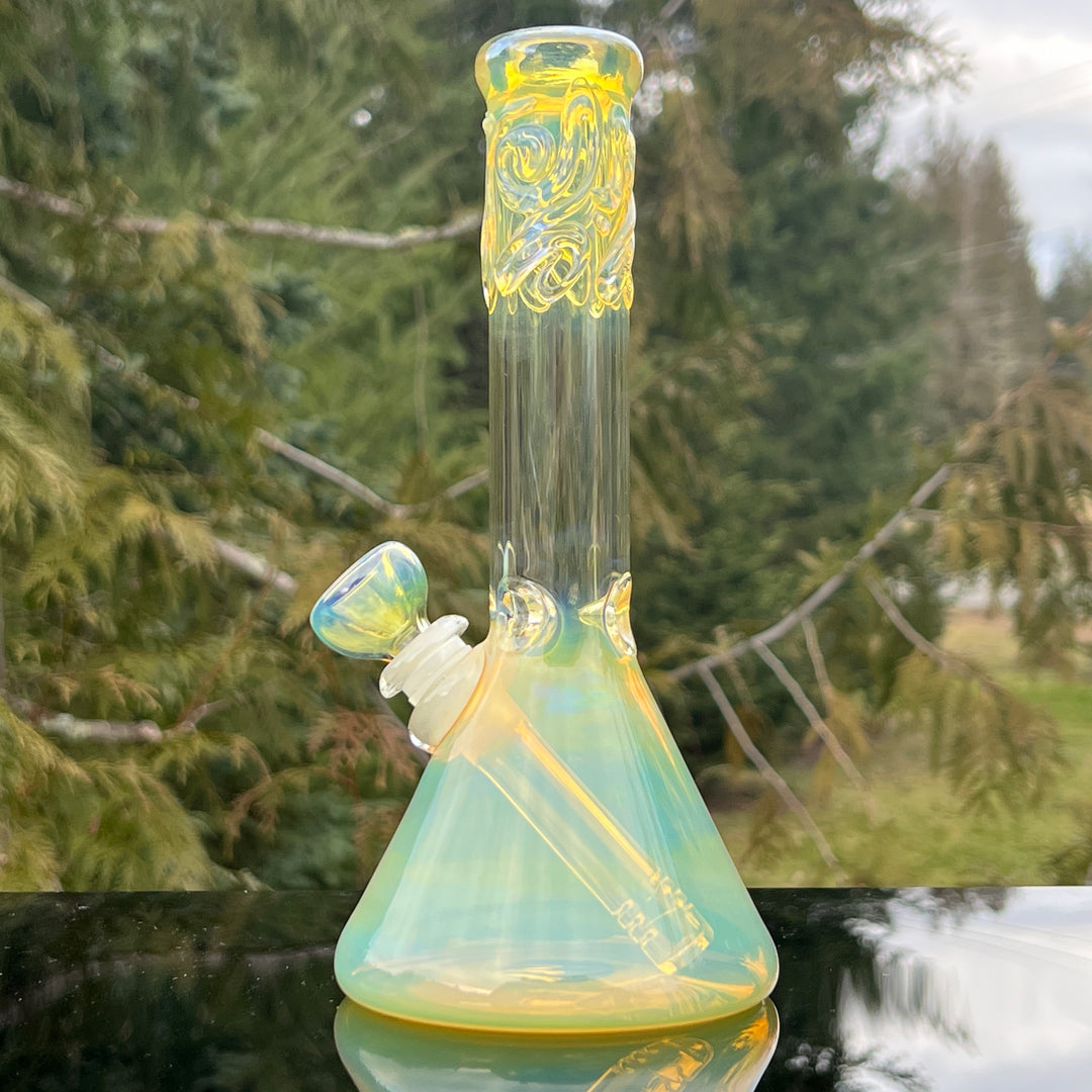 9" Fumed Squiggle Beaker Bong Glass Pipe Mary Jane's Glass