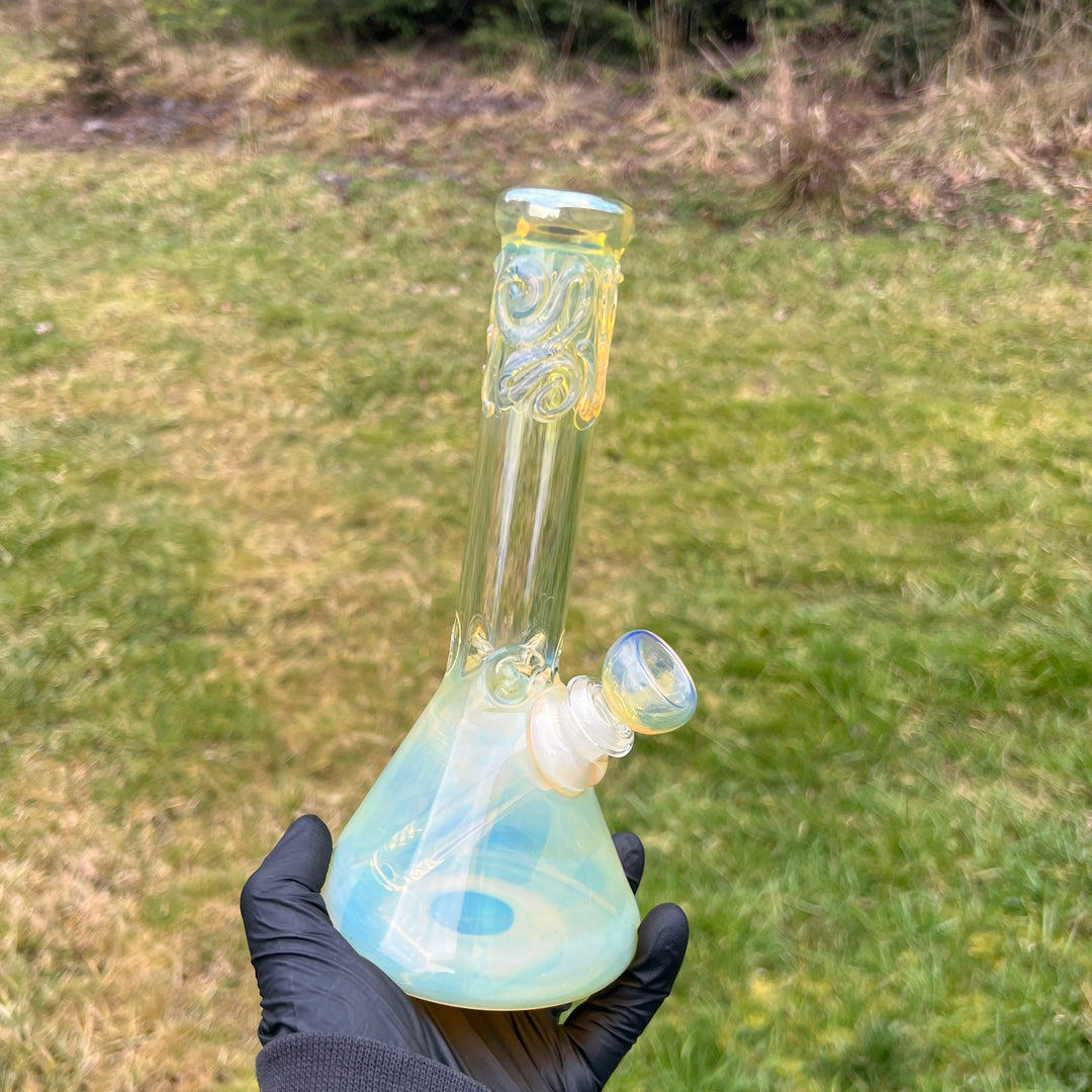 9" Fumed Squiggle Beaker Bong Glass Pipe Mary Jane's Glass