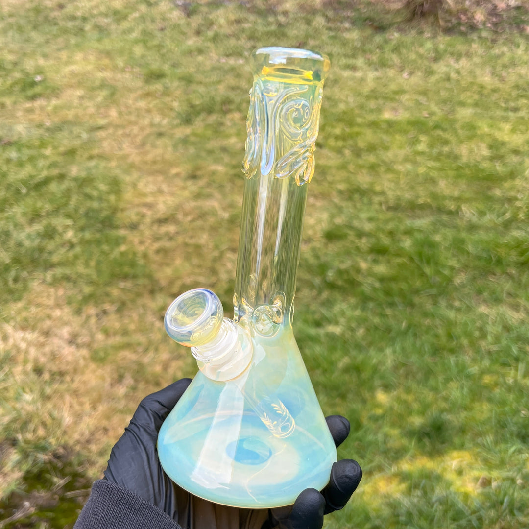 9" Fumed Squiggle Beaker Bong Glass Pipe Mary Jane's Glass