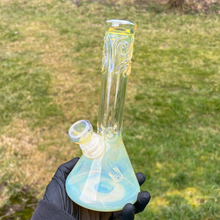 9" Fumed Squiggle Beaker Bong Glass Pipe Mary Jane's Glass