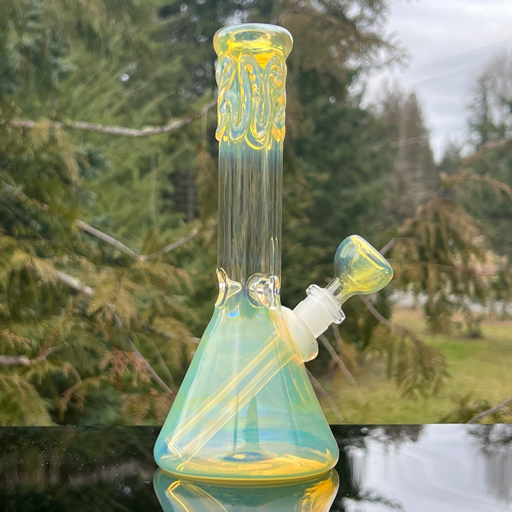 9" Fumed Squiggle Beaker Bong Glass Pipe Mary Jane's Glass