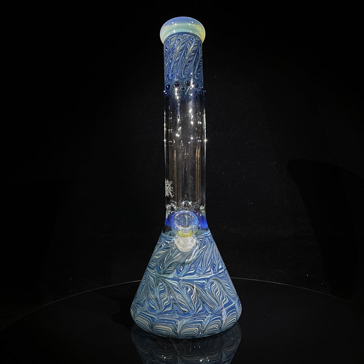 15" Fumed Bent Neck Color Rake Beaker Bong Glass Pipe Mary Jane's Glass