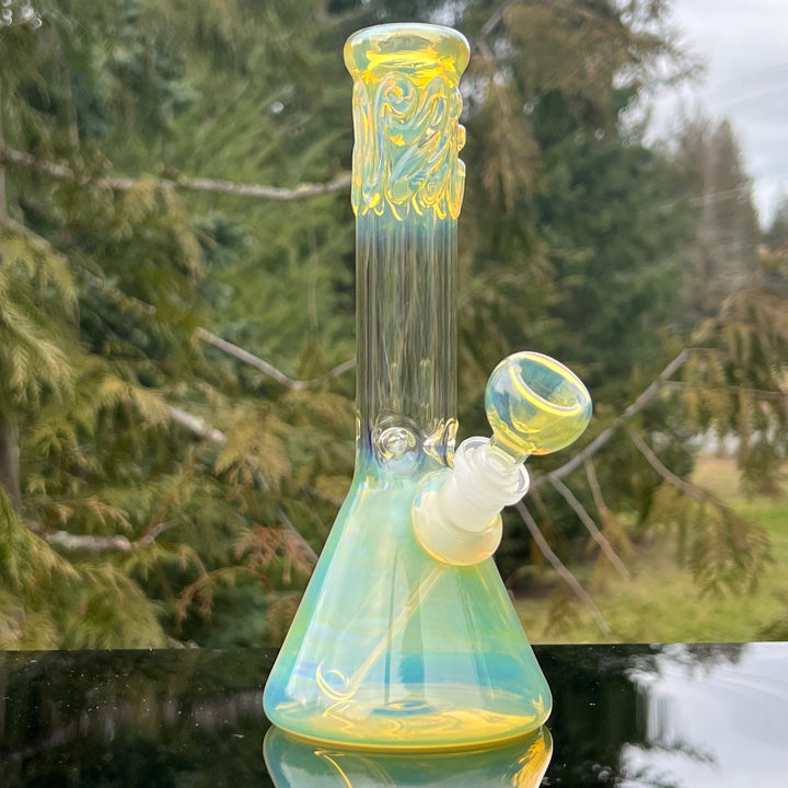 9" Fumed Squiggle Beaker Bong Glass Pipe Mary Jane's Glass