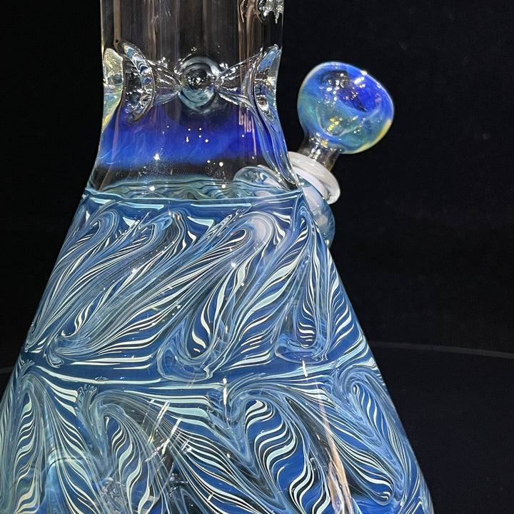 15" Fumed Bent Neck Color Rake Beaker Bong Glass Pipe Mary Jane's Glass