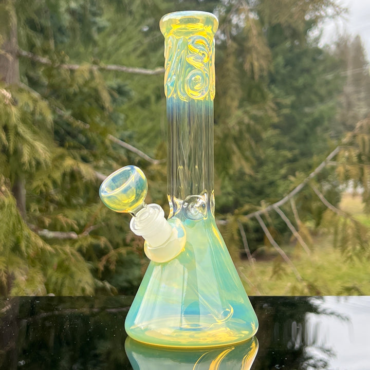 9" Fumed Squiggle Beaker Bong Glass Pipe Mary Jane's Glass