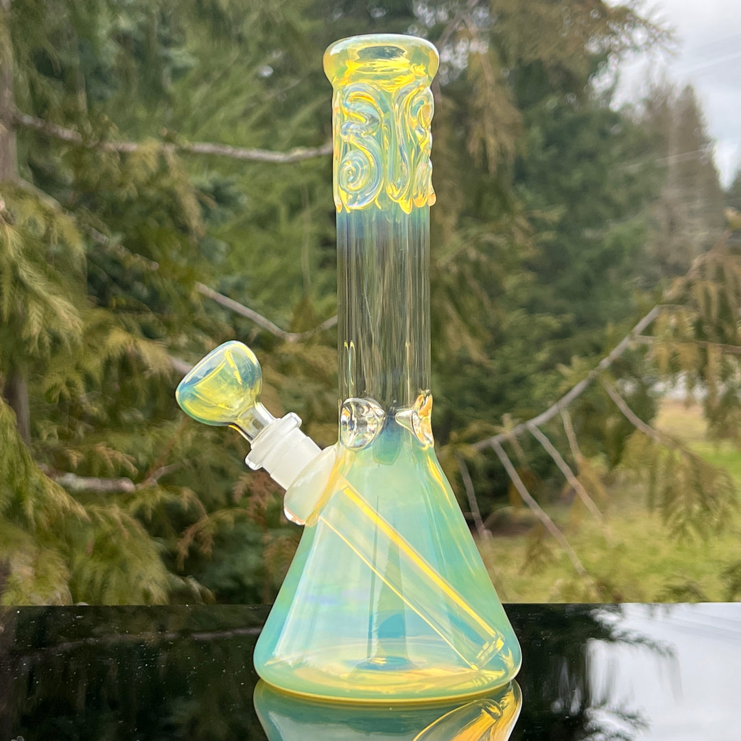 9" Fumed Squiggle Beaker Bong Glass Pipe Mary Jane's Glass