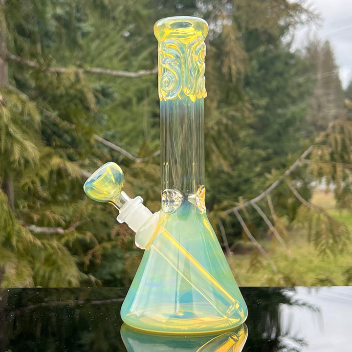 9" Fumed Squiggle Beaker Bong Glass Pipe Mary Jane's Glass