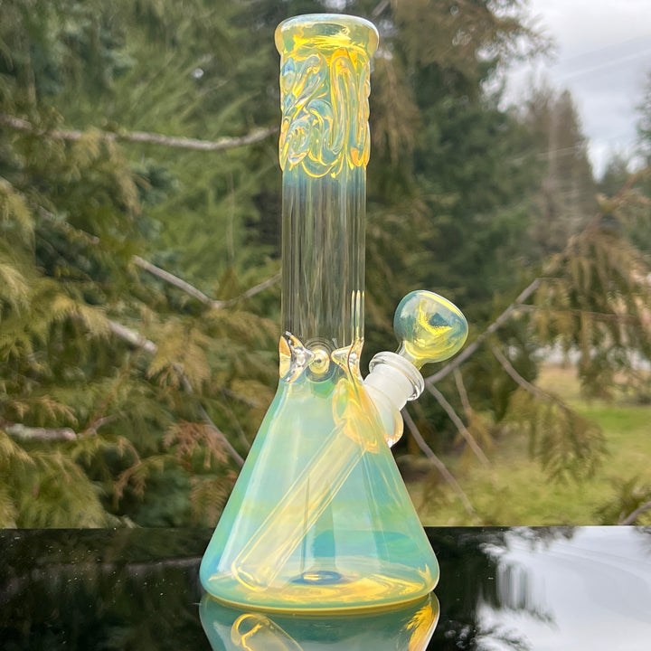 9" Fumed Squiggle Beaker Bong Glass Pipe Mary Jane's Glass