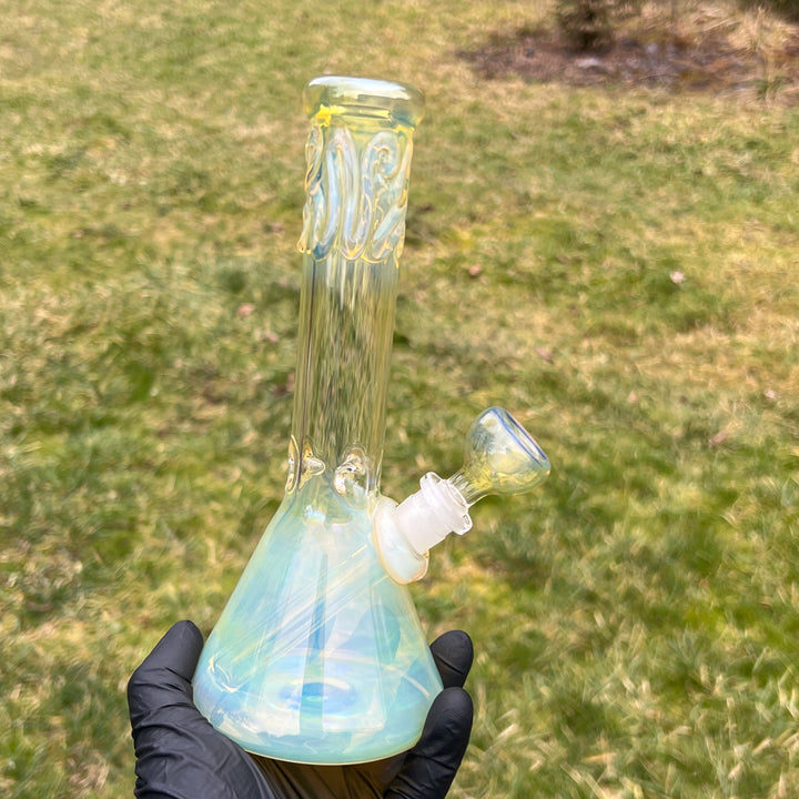 9" Fumed Squiggle Beaker Bong Glass Pipe Mary Jane's Glass