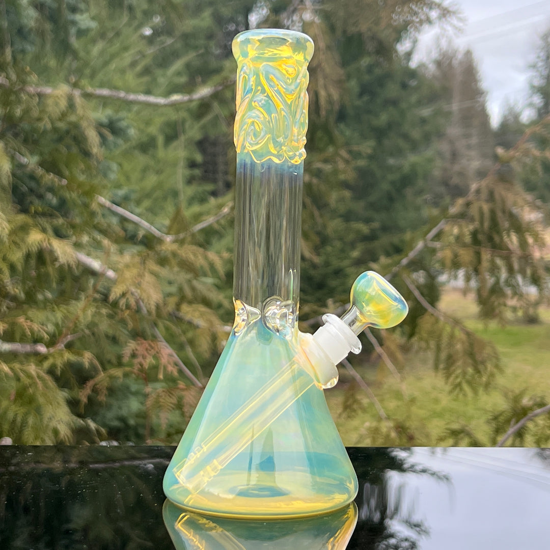 9" Fumed Squiggle Beaker Bong Glass Pipe Mary Jane's Glass