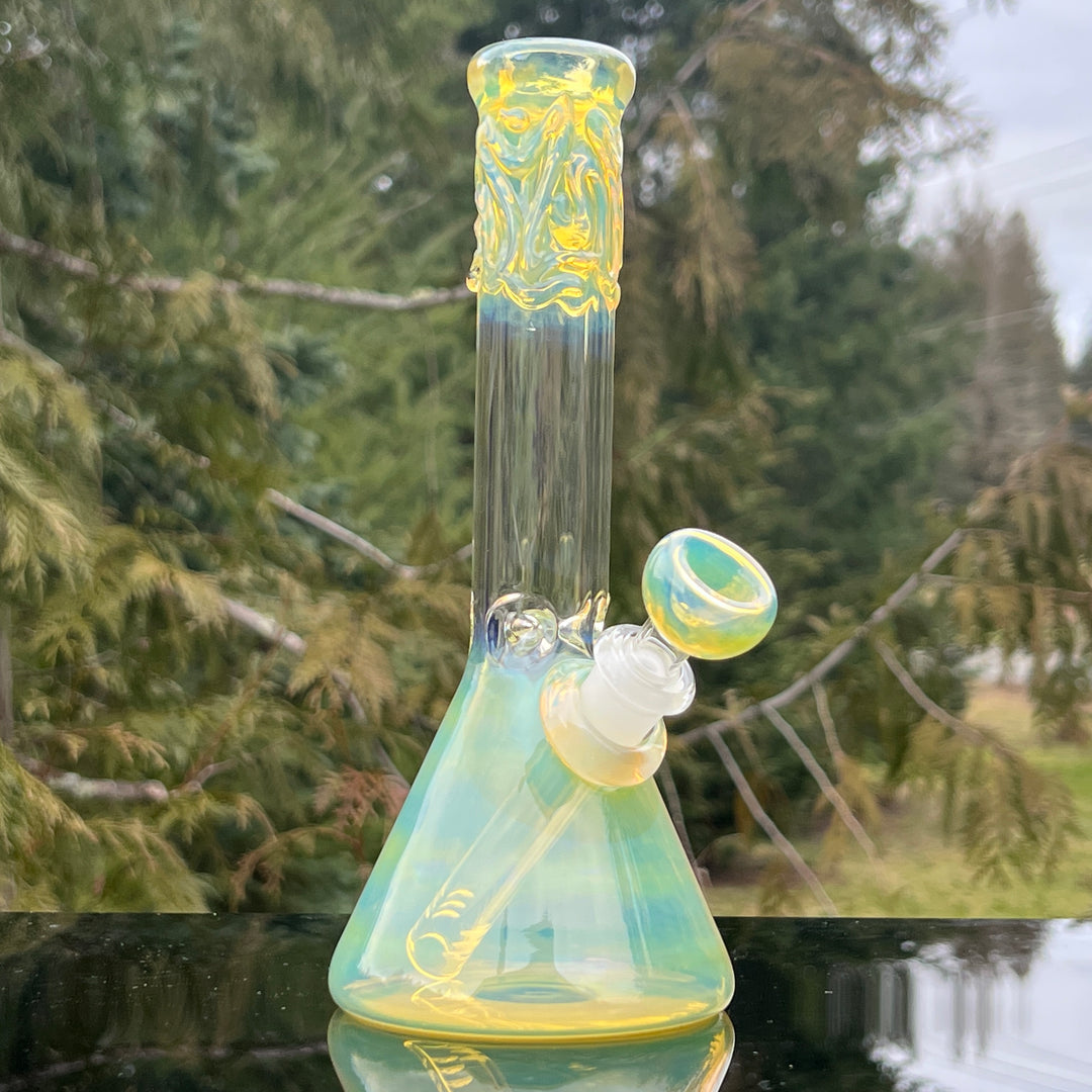 9" Fumed Squiggle Beaker Bong Glass Pipe Mary Jane's Glass