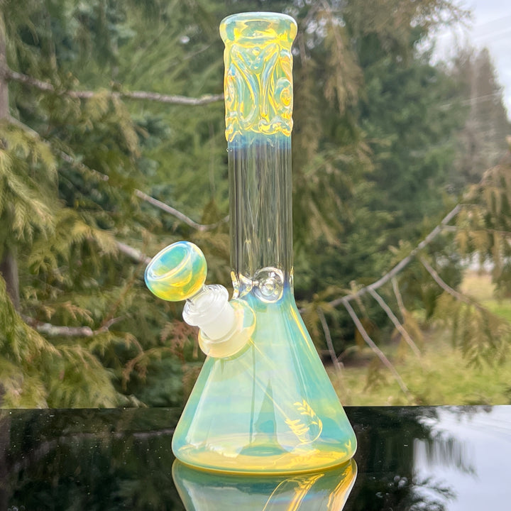 9" Fumed Squiggle Beaker Bong Glass Pipe Mary Jane's Glass