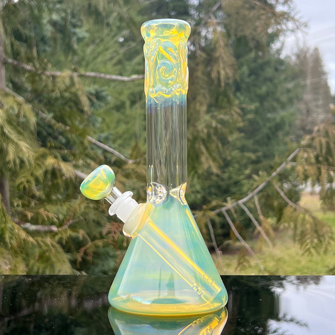 9" Fumed Squiggle Beaker Bong Glass Pipe Mary Jane's Glass