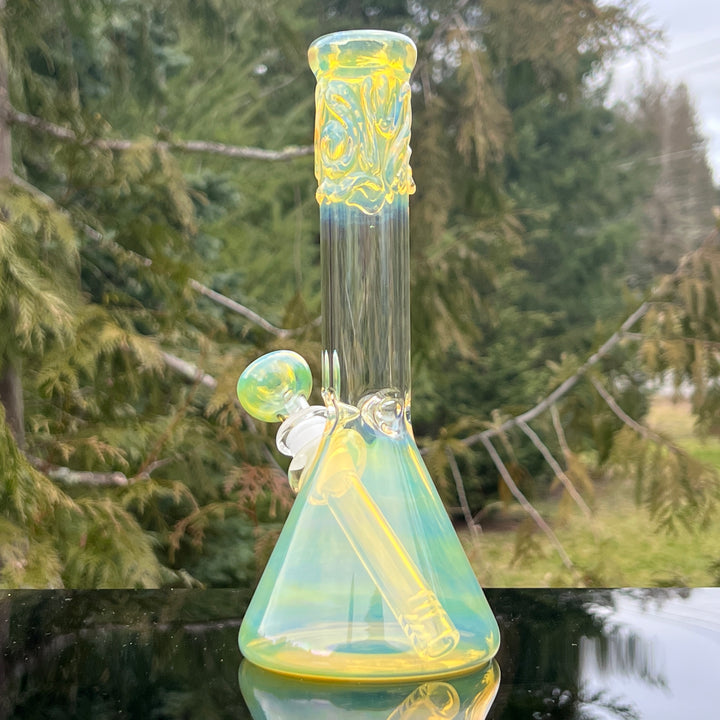 9" Fumed Squiggle Beaker Bong Glass Pipe Mary Jane's Glass