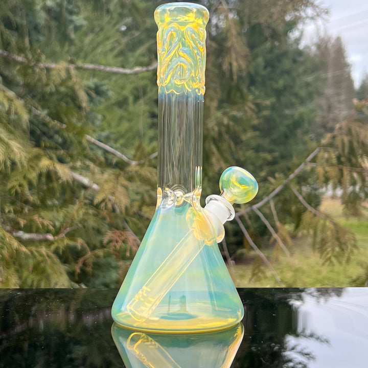 9" Fumed Squiggle Beaker Bong Glass Pipe Mary Jane's Glass