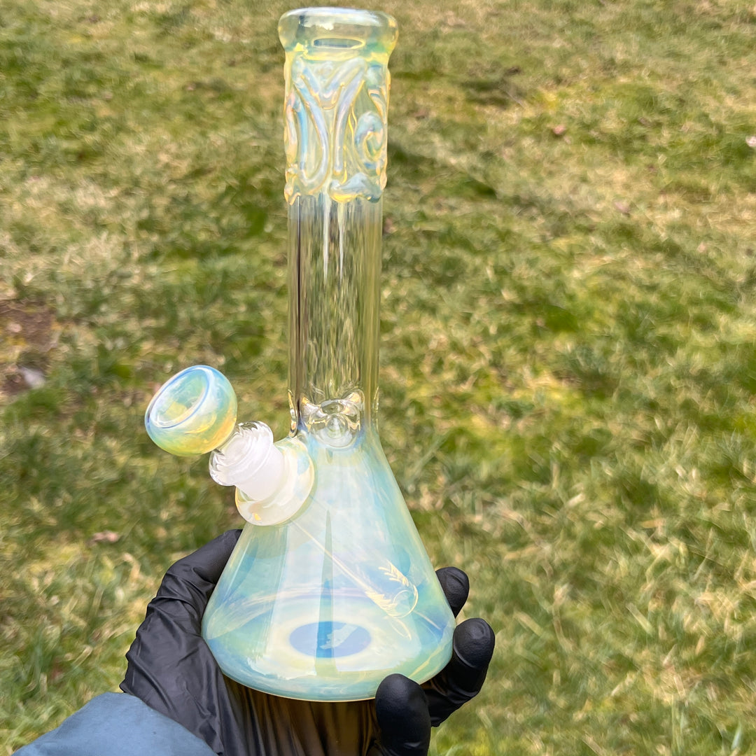 9" Fumed Squiggle Beaker Bong Glass Pipe Mary Jane's Glass