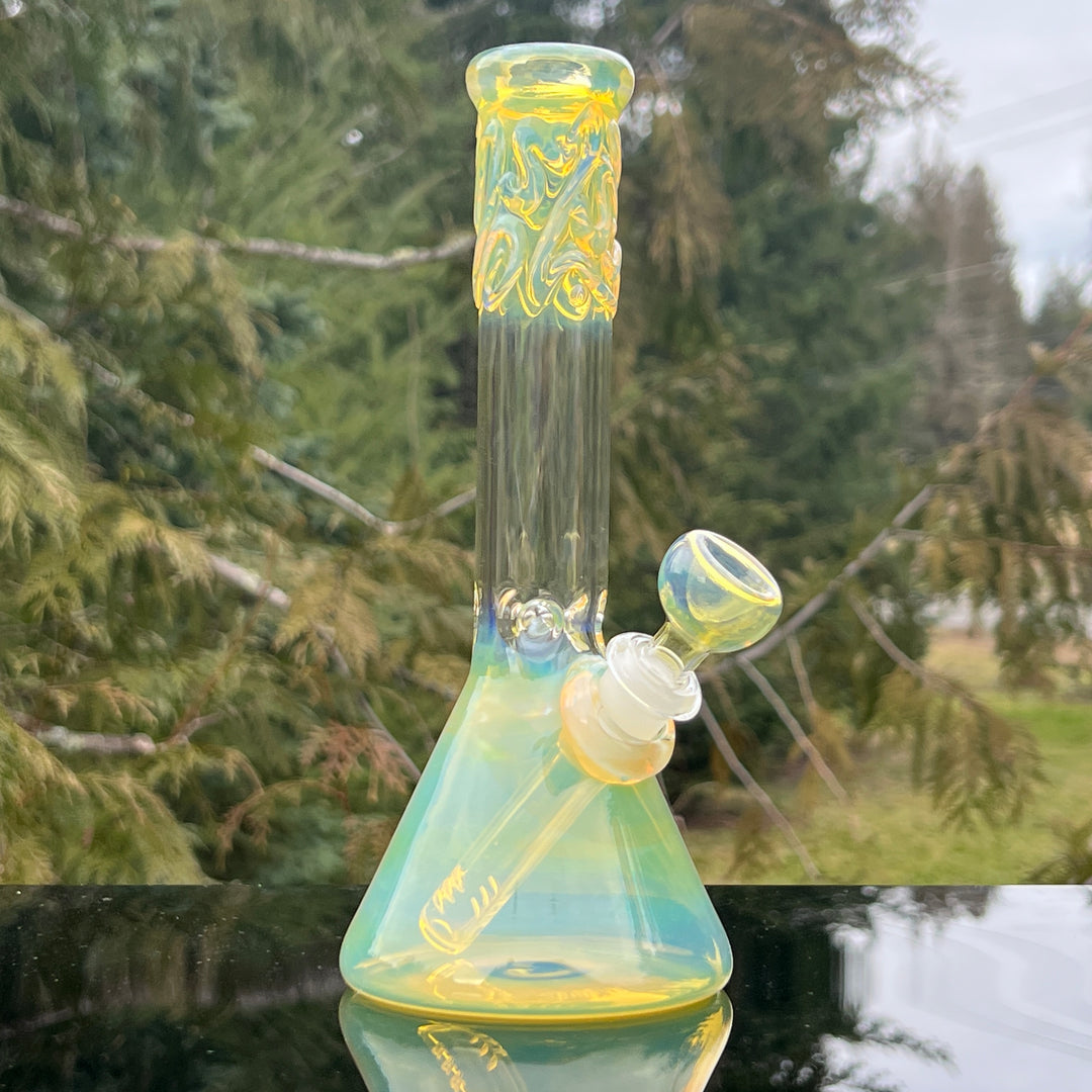 9" Fumed Squiggle Beaker Bong Glass Pipe Mary Jane's Glass