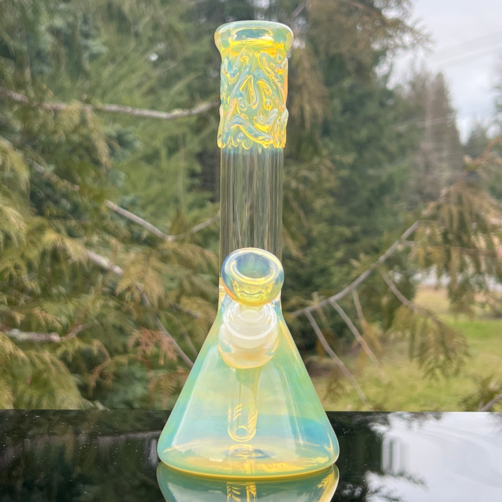 9" Fumed Squiggle Beaker Bong Glass Pipe Mary Jane's Glass