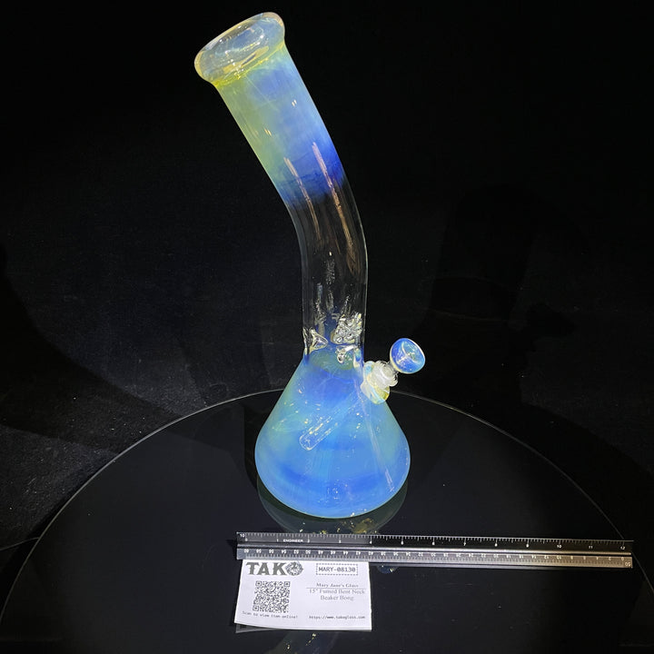 15" Fumed Bent Neck Beaker Bong Glass Pipe Mary Jane's Glass