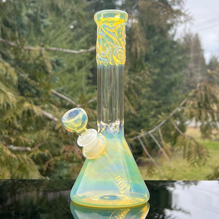 9" Fumed Squiggle Beaker Bong Glass Pipe Mary Jane's Glass