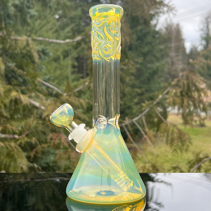 9" Fumed Squiggle Beaker Bong Glass Pipe Mary Jane's Glass