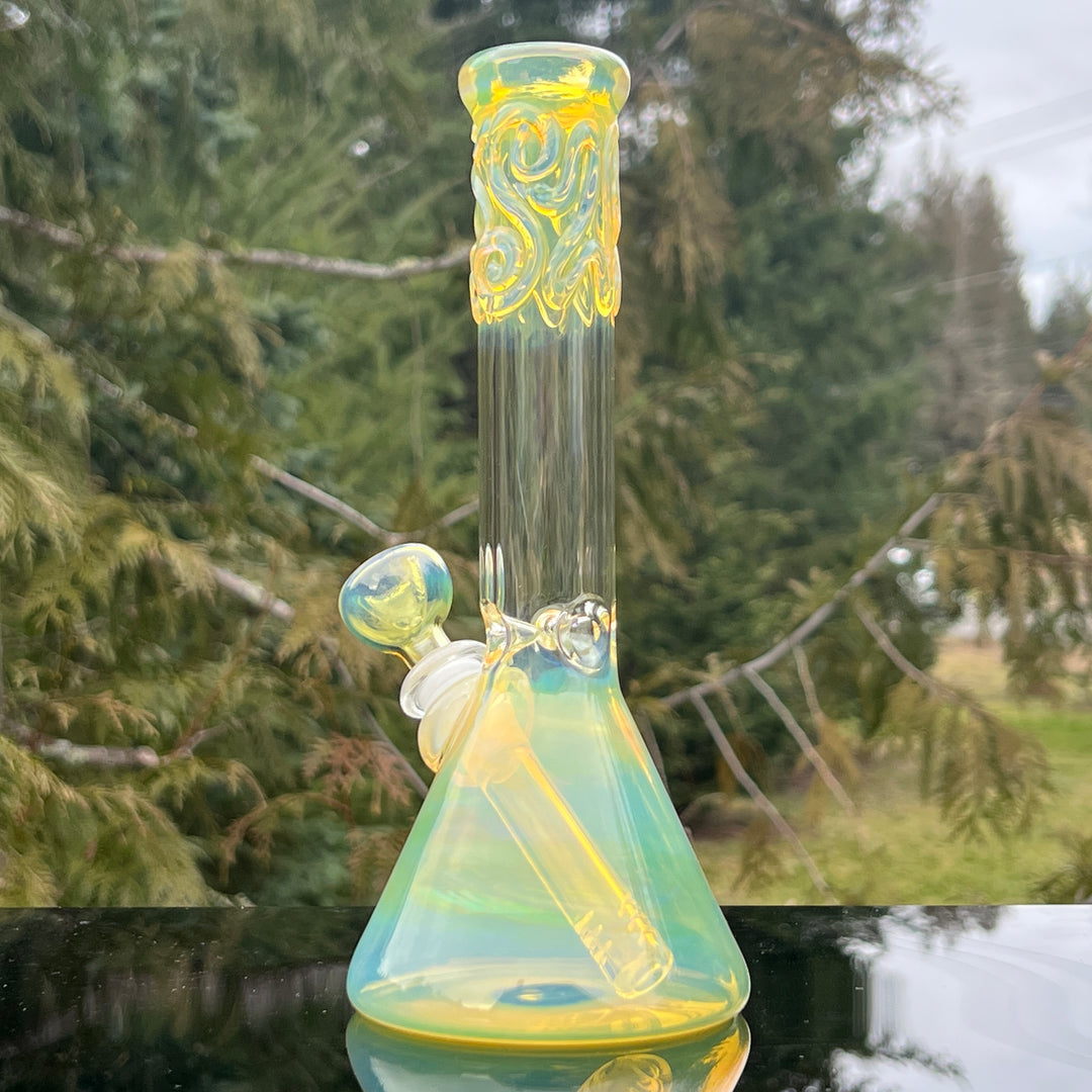 9" Fumed Squiggle Beaker Bong Glass Pipe Mary Jane's Glass