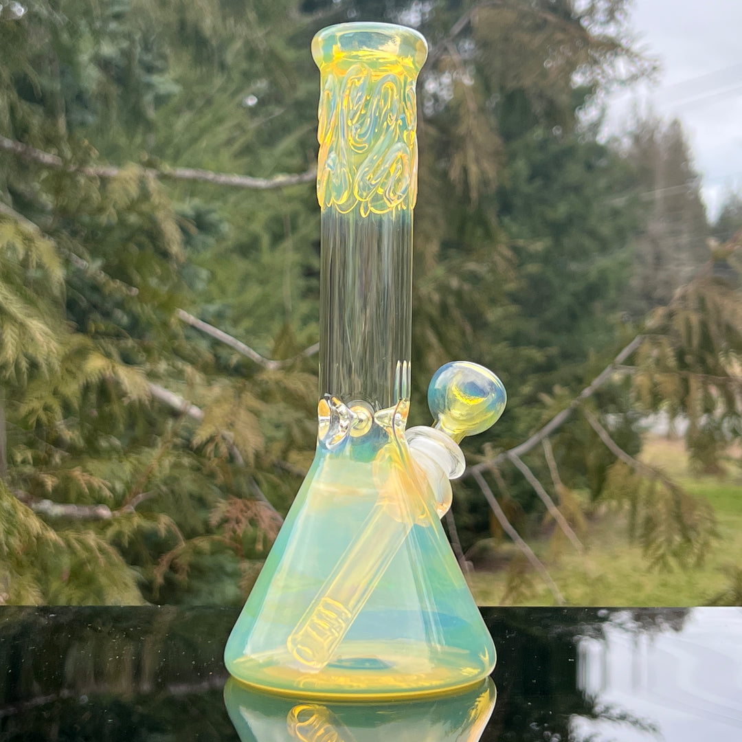 9" Fumed Squiggle Beaker Bong Glass Pipe Mary Jane's Glass