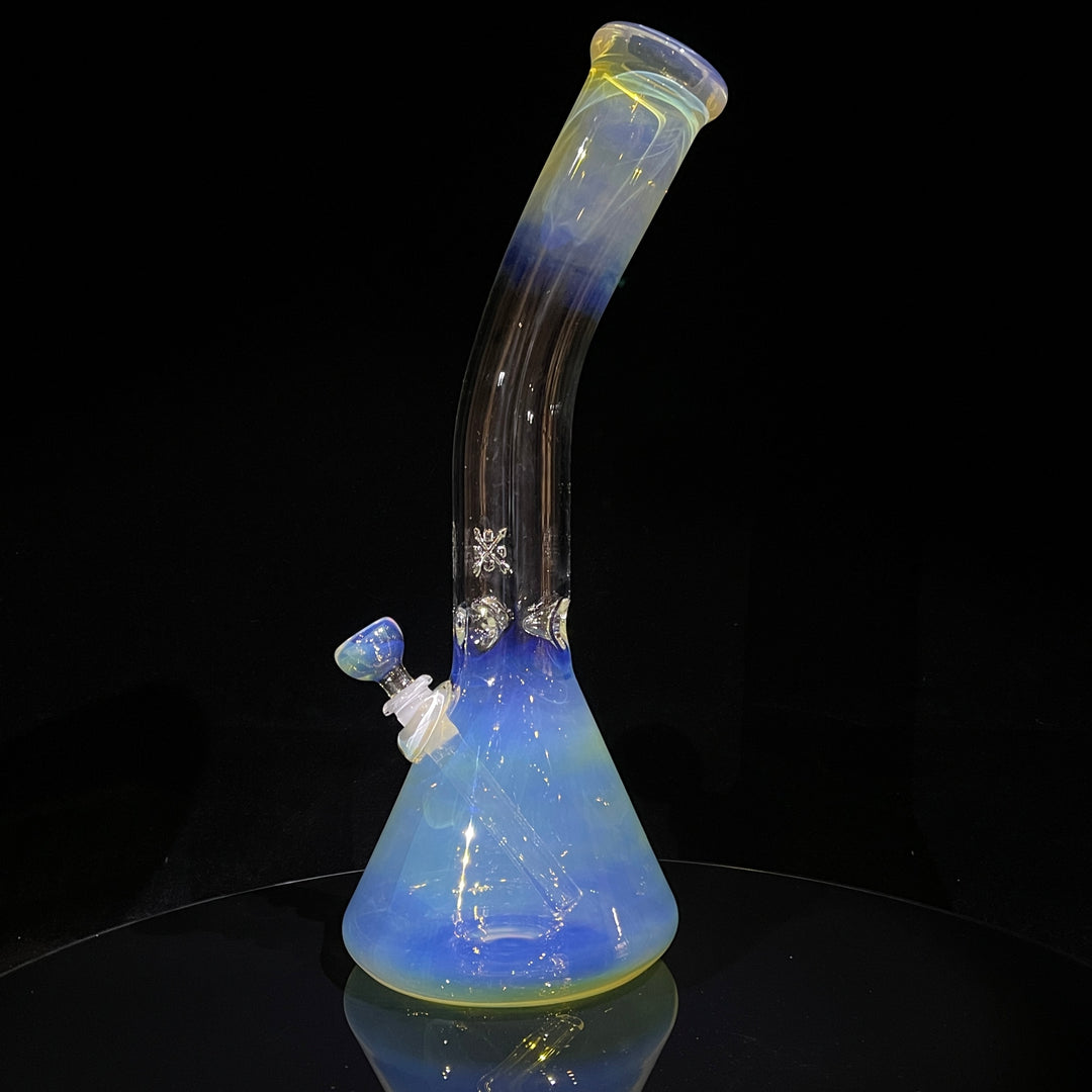 15" Fumed Bent Neck Beaker Bong Glass Pipe Mary Jane's Glass