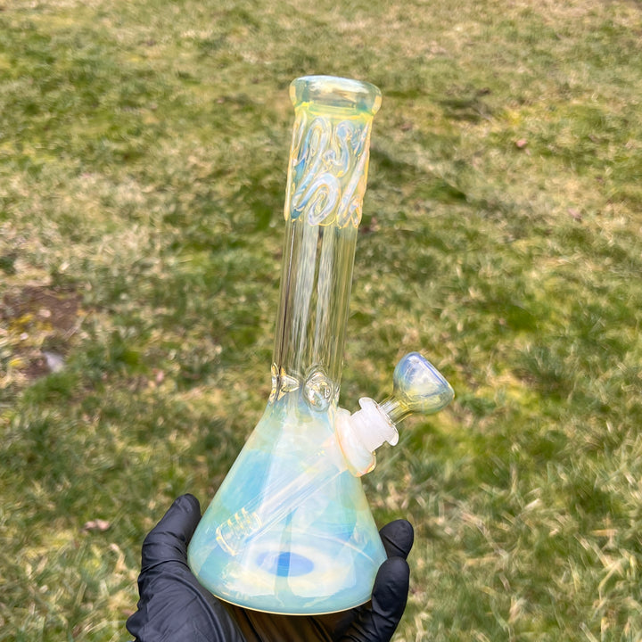 9" Fumed Squiggle Beaker Bong Glass Pipe Mary Jane's Glass