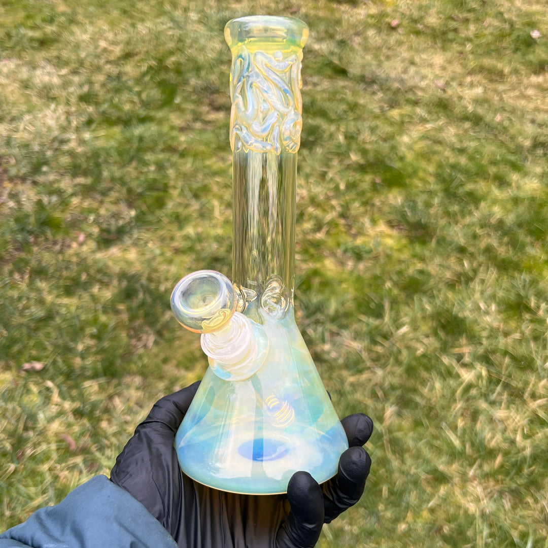 9" Fumed Squiggle Beaker Bong Glass Pipe Mary Jane's Glass