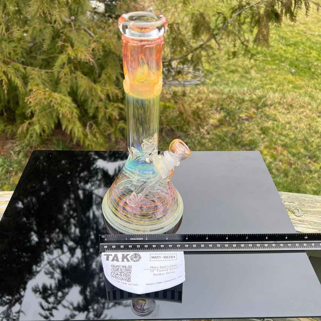 10" Fumed Swirl Beaker Bong Glass Pipe Mary Jane's Glass