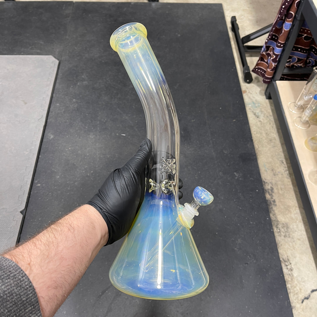 15" Fumed Bent Neck Beaker Bong Glass Pipe Mary Jane's Glass