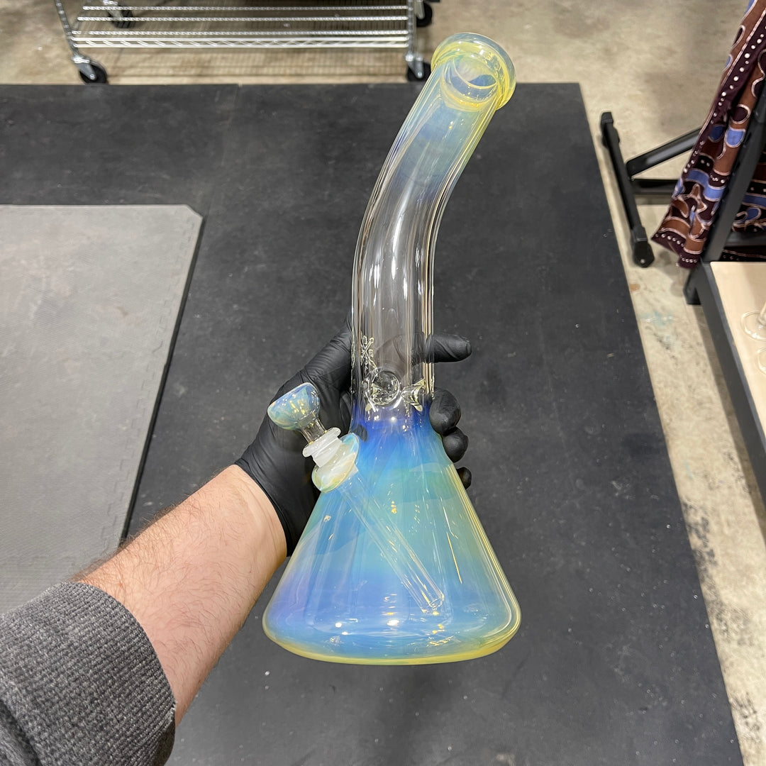 15" Fumed Bent Neck Beaker Bong Glass Pipe Mary Jane's Glass