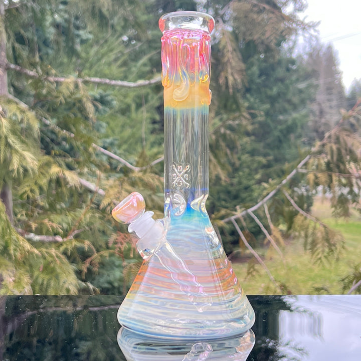 10" Fumed Swirl Beaker Bong Glass Pipe Mary Jane's Glass