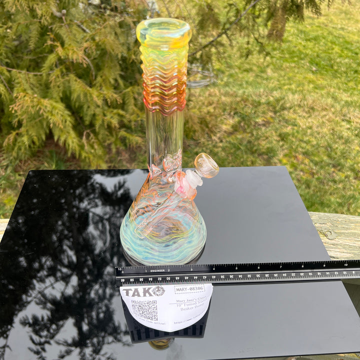 10" Fumed Swirl Beaker Bong Glass Pipe Mary Jane's Glass