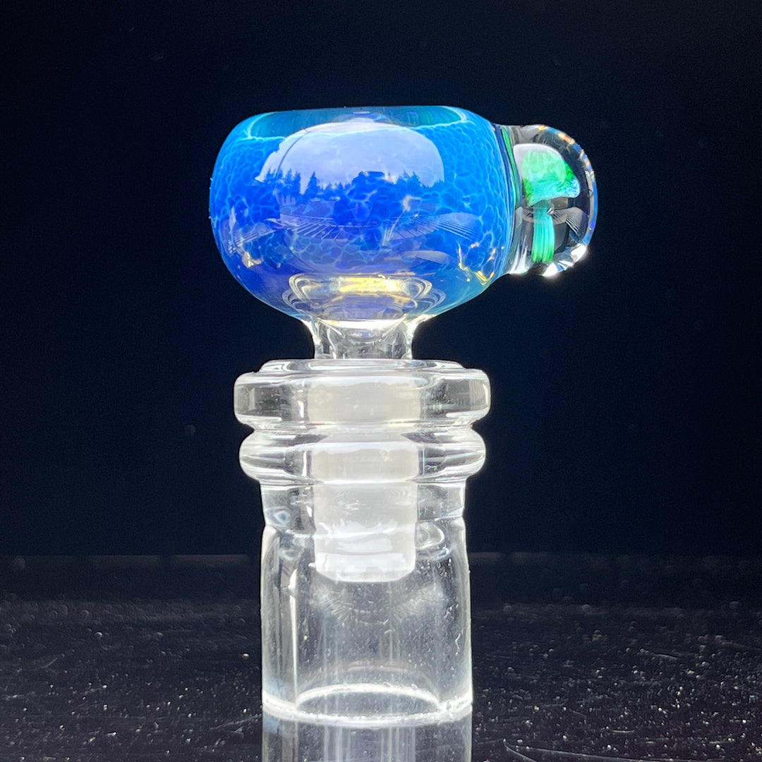 14 mm Blue Frit Mushroom PullSlide Accessory Beezy Glass   