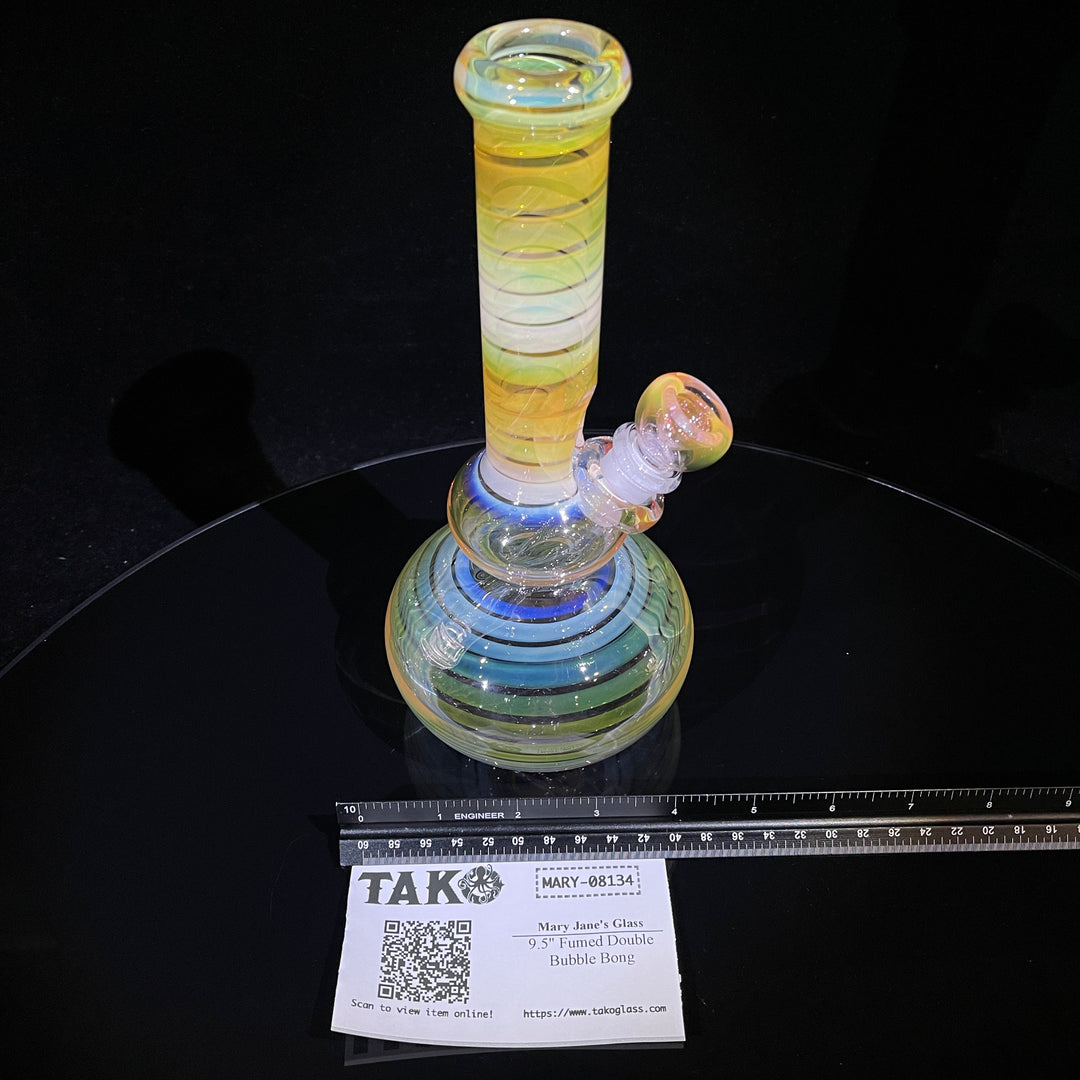 9.5" Fumed Double Bubble Bong Glass Pipe Mary Jane's Glass