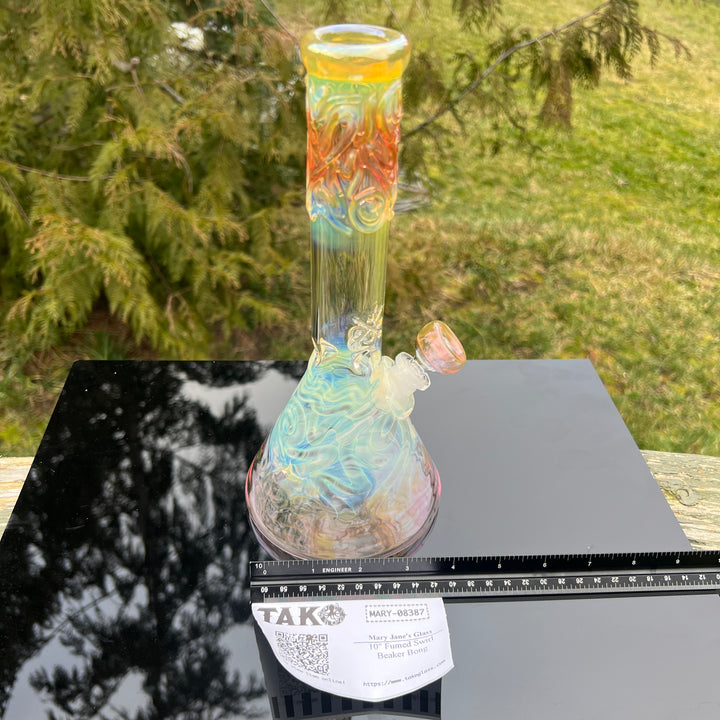 10" Fumed Swirl Beaker Bong Glass Pipe Mary Jane's Glass