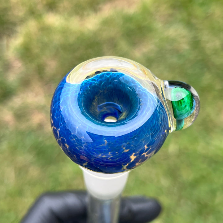 14 mm Blue Frit Mushroom PullSlide Accessory Beezy Glass   