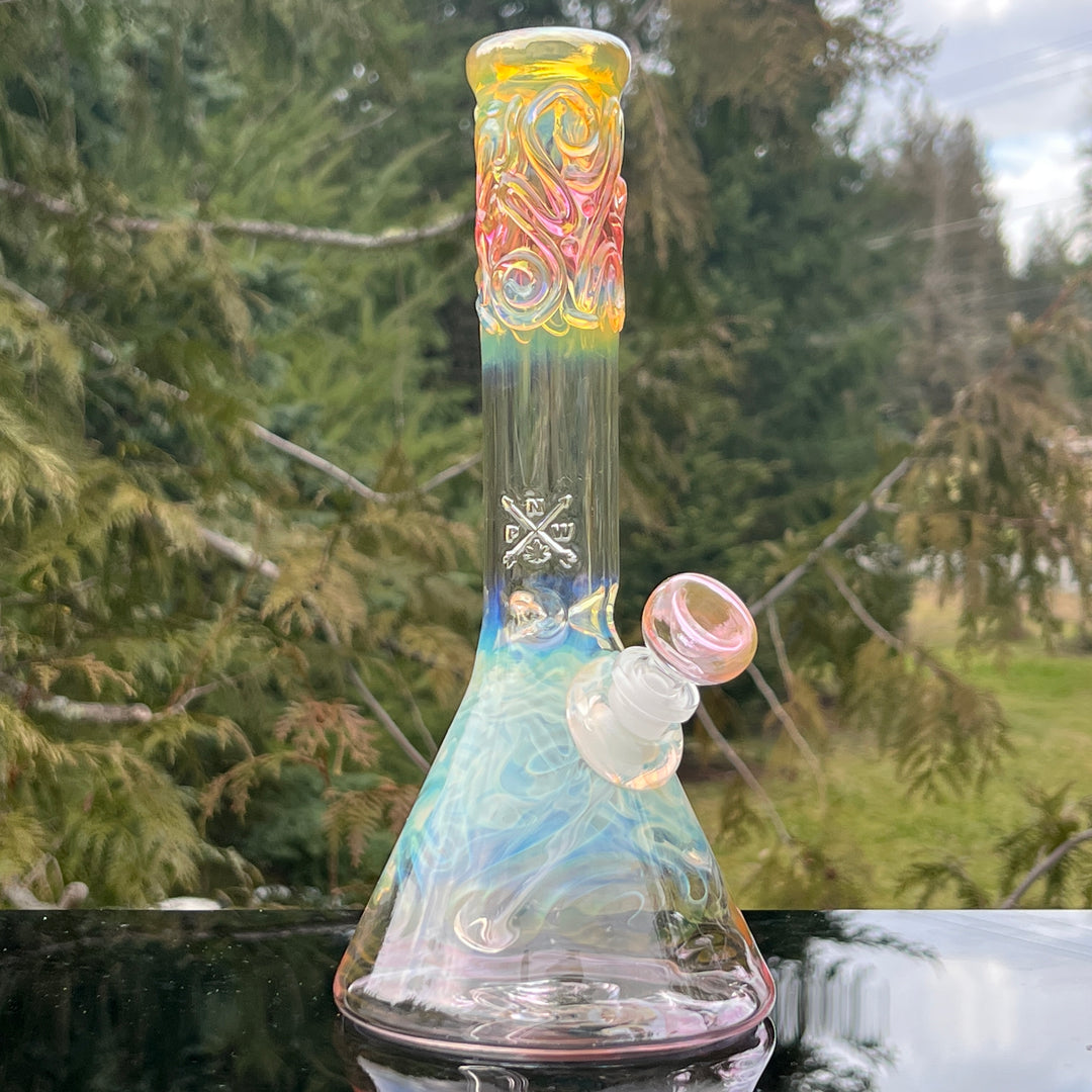 10" Fumed Swirl Beaker Bong Glass Pipe Mary Jane's Glass