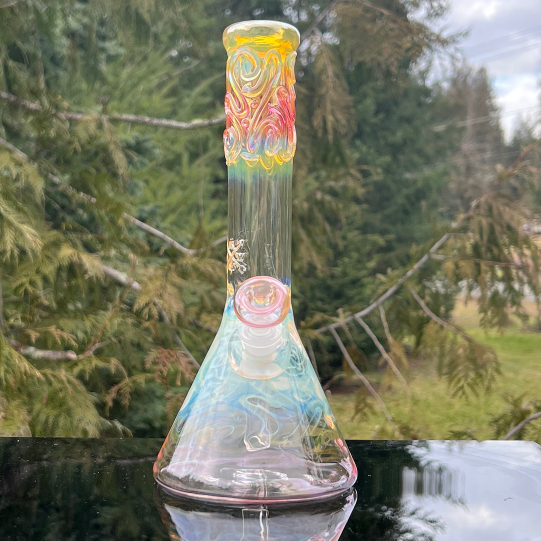 10" Fumed Swirl Beaker Bong Glass Pipe Mary Jane's Glass