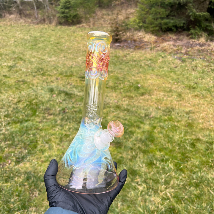 10" Fumed Swirl Beaker Bong Glass Pipe Mary Jane's Glass