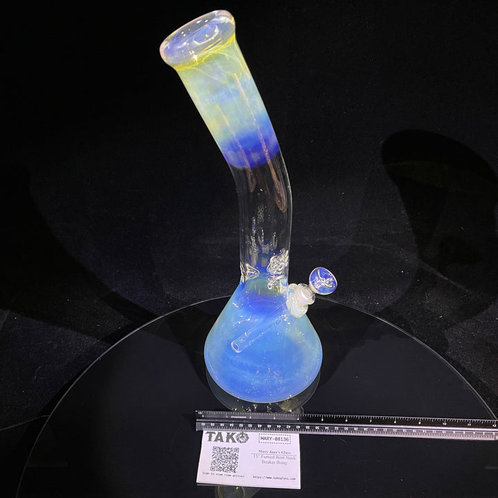 15" Fumed Bent Neck Beaker Bong Glass Pipe Mary Jane's Glass