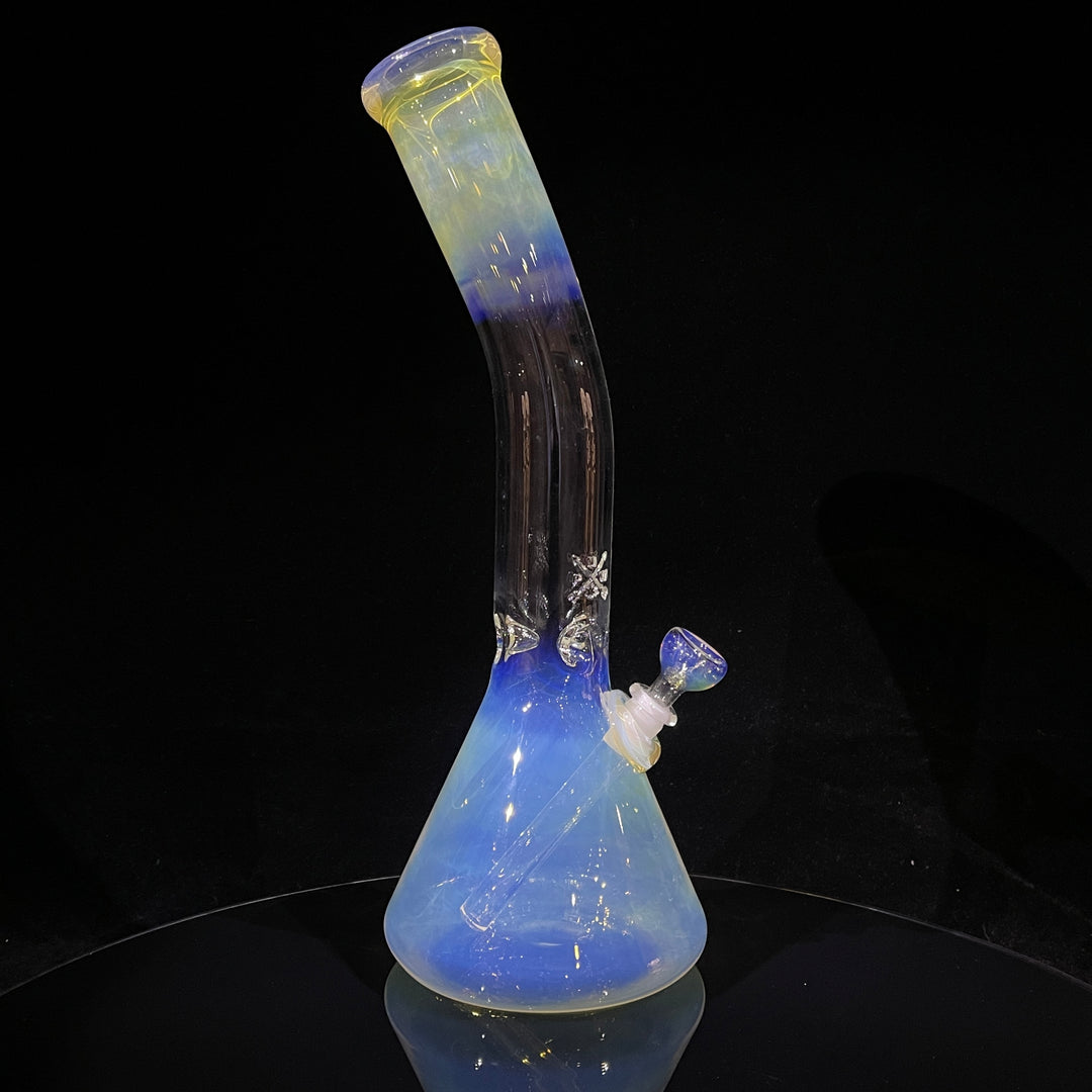 15" Fumed Bent Neck Beaker Bong Glass Pipe Mary Jane's Glass