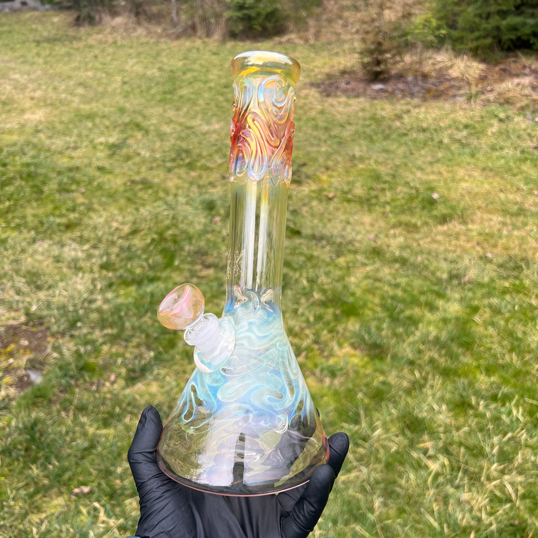 10" Fumed Swirl Beaker Bong Glass Pipe Mary Jane's Glass