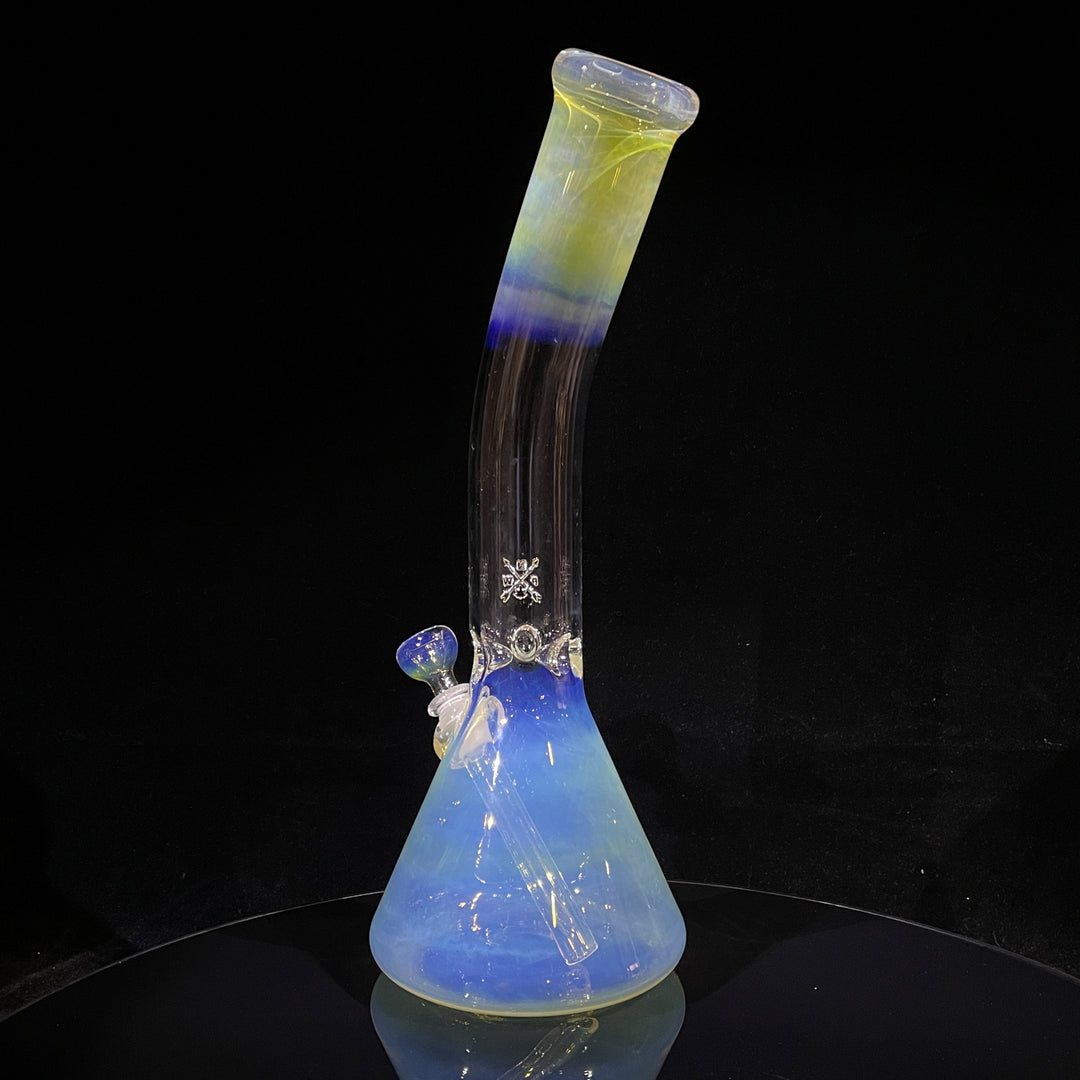 15" Fumed Bent Neck Beaker Bong Glass Pipe Mary Jane's Glass