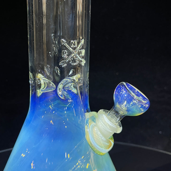 15" Fumed Bent Neck Beaker Bong Glass Pipe Mary Jane's Glass