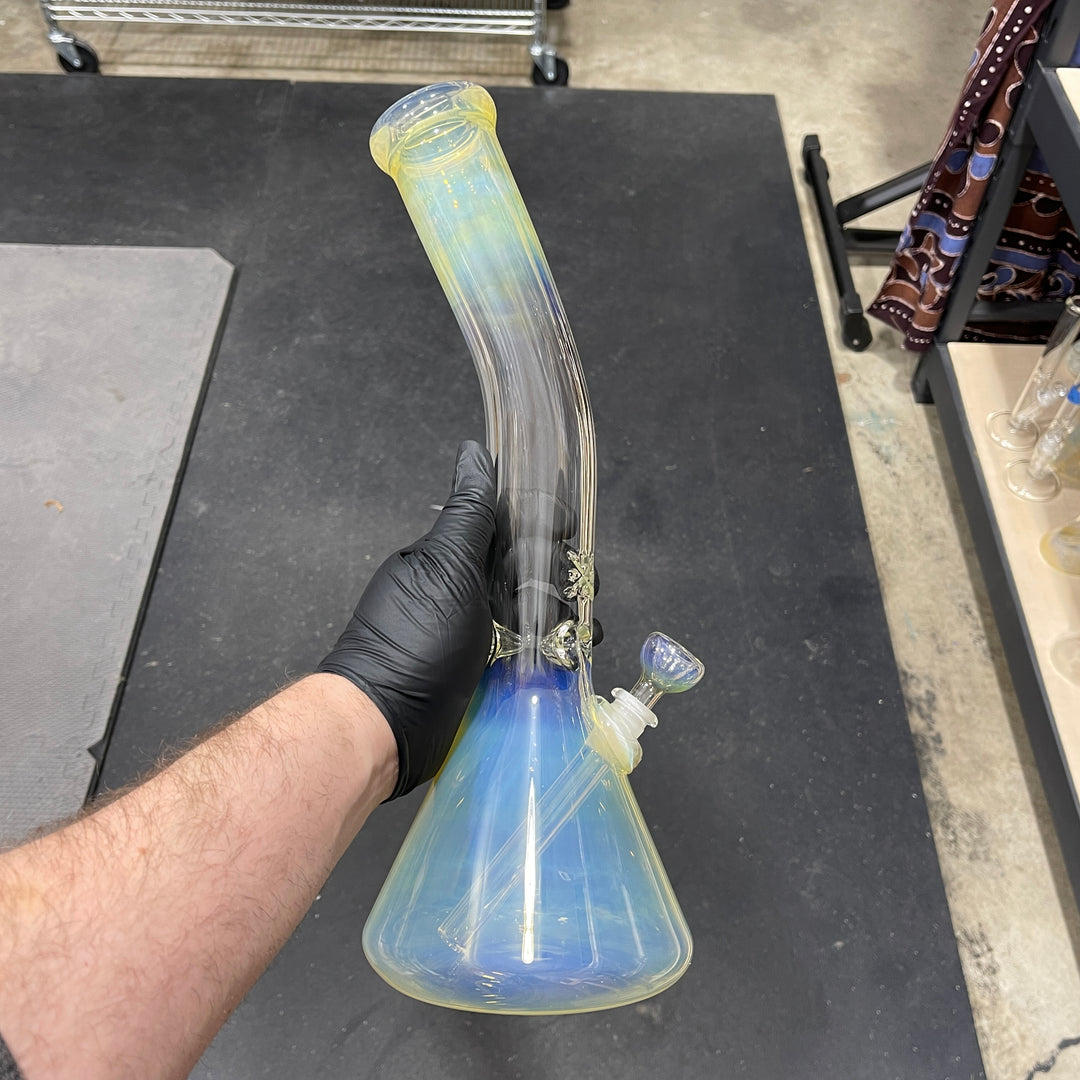 15" Fumed Bent Neck Beaker Bong Glass Pipe Mary Jane's Glass