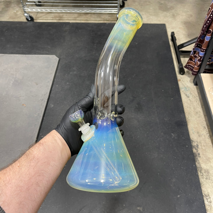 15" Fumed Bent Neck Beaker Bong Glass Pipe Mary Jane's Glass