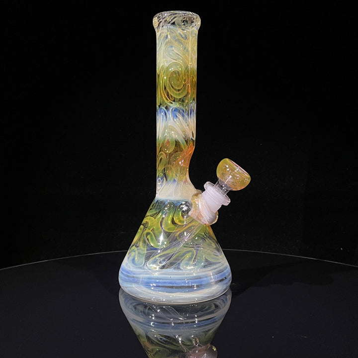 9" Fumed Squiggle Beaker Bong Glass Pipe Mary Jane's Glass